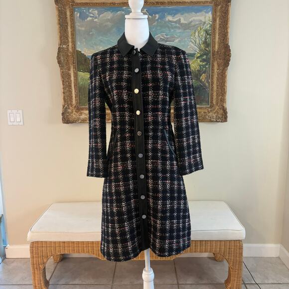 New Maje Paris Renafay Plaid Tweed Bouce Mini Dress Women’s Medium - Picture 12 of 15